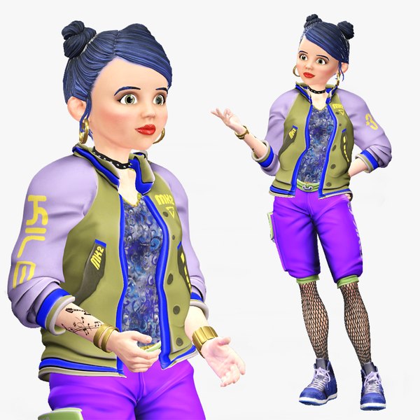 3D model Cartoon 3D Rigged Dancer Girl-Shina Character Model