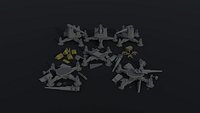 Low-poly Cartoon Diselpunk artillery Polygonal Style
