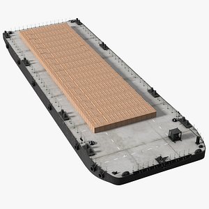 Pontoon Barge Loaded Wood Planks