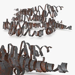 Rusted Steel Shavings from Lathe Processing 3D