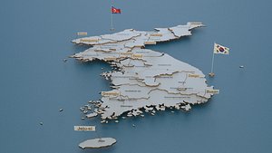 Korea detailed Map with Animated Flag