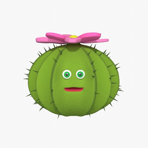 3D Cartoon character 29 - Cactus with flower model