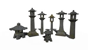 3D model japanese stone candle