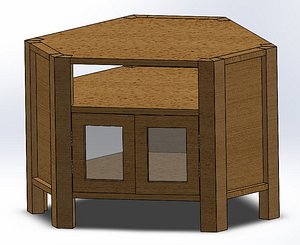 3D model wood hinge shelf