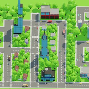 3D Game city urban building street