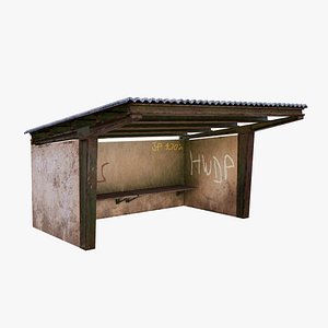 Old Abandoned Bus Stop 3D model