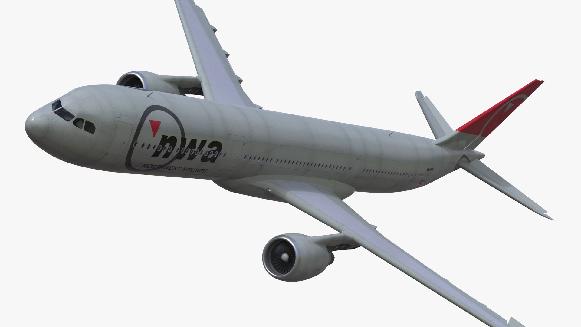 Commercial Airliner Airbus A330-300 Northwest Airlines Rigged 3D model preview