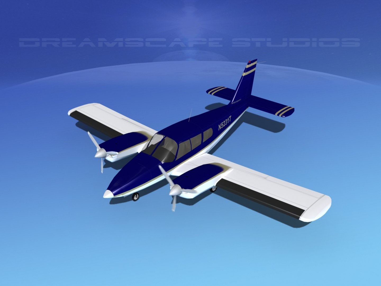 propeller pa-34 seneca 3d dxf