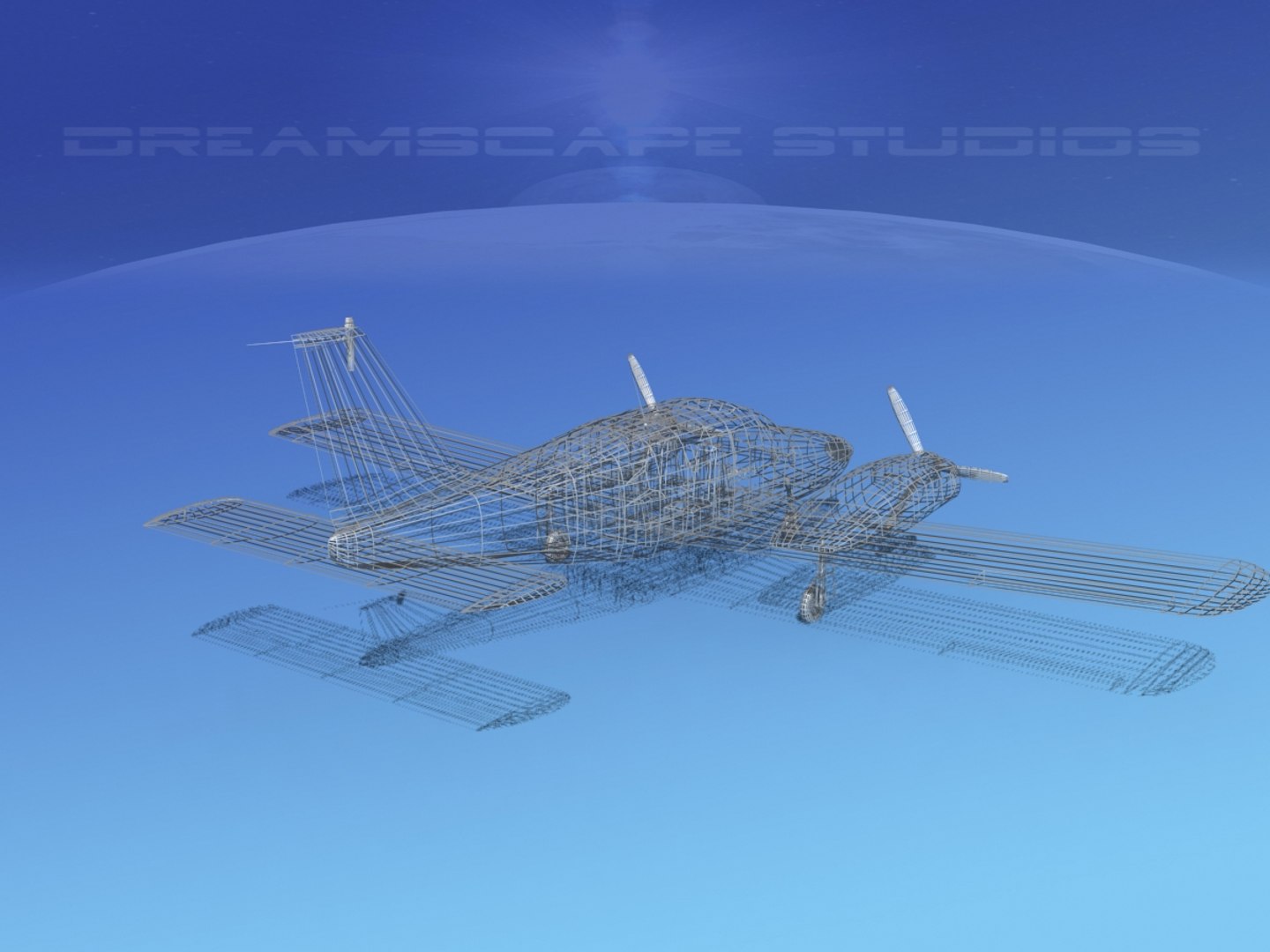 propeller pa-34 seneca 3d dxf
