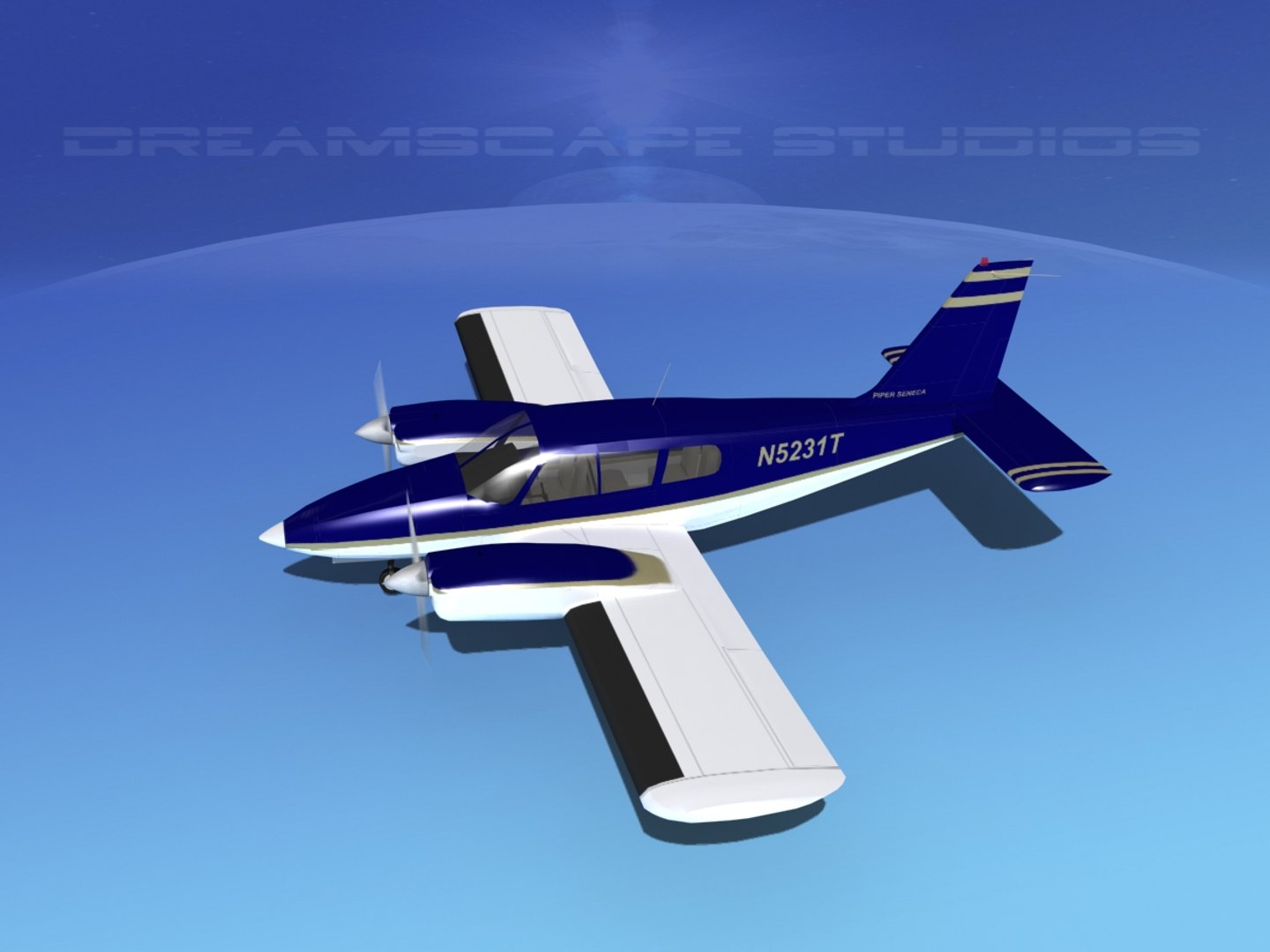 propeller pa-34 seneca 3d dxf