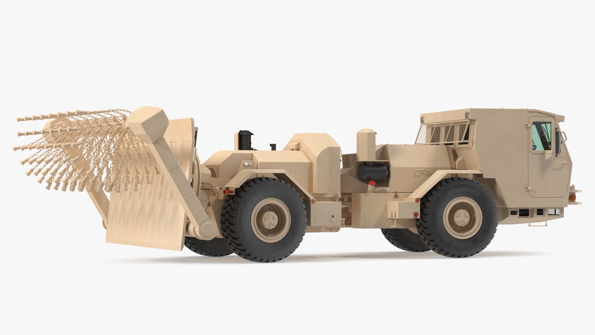 Hydrema 910 Mine Clearing Vehicle Sand Rigged 3D model preview