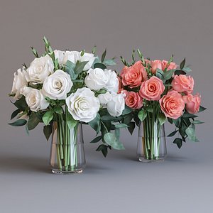 white roses 3D model