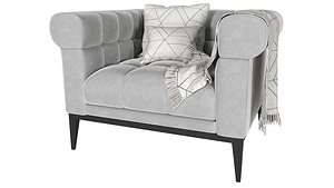 3D Tufted White Accent Chair