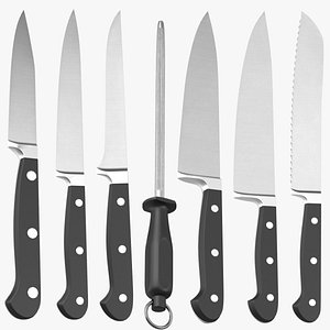 Black Handled Kitchen Knifes