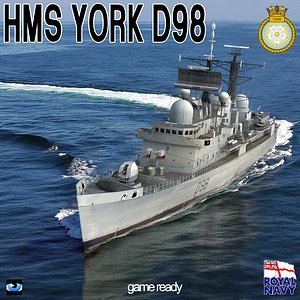 3d hms york d98 type model