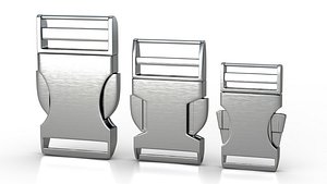 Set of 3 Buckles for Lanyards or similar Low-poly 3D model