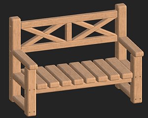 wooden bench 3D model