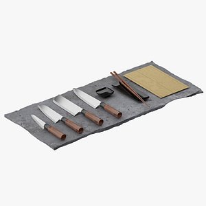 Japanesse sushi knifes set 3D model