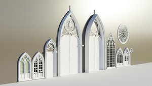 3D High Quality Gothic Windows  Doors Bundle