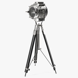 Classic Nautical Lamp Black Tripod Rigged 3D model