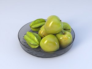 3D Realistic apple with leaf Low-poly model