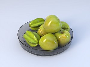 Realistic apple with leaf Low-poly