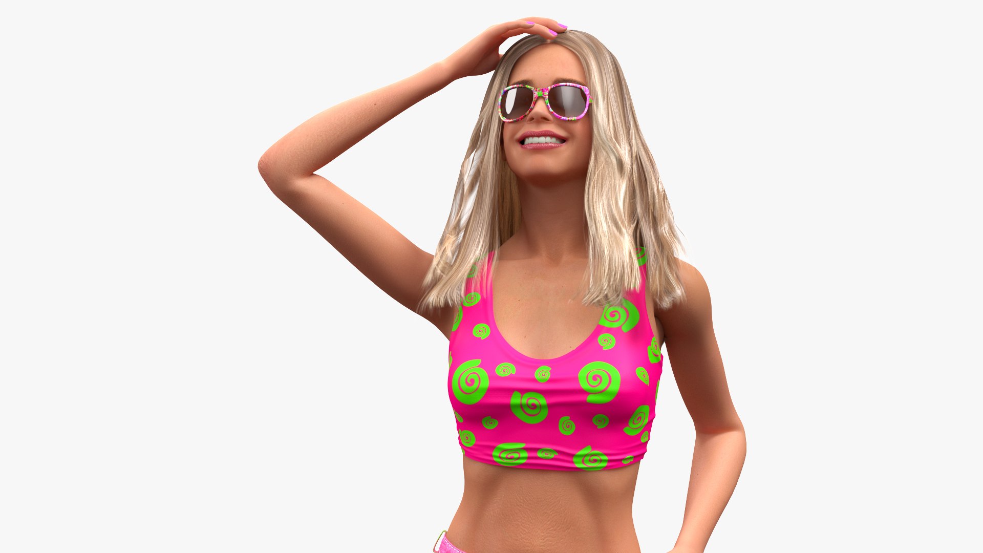 European Woman Beach Style Rigged 3D model preview