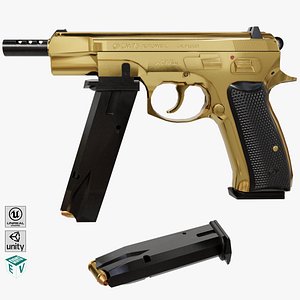 3D Pistol 09 Gold Generic All PBR Unity UE Textures Included model