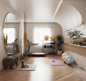 Modern yoga studio 3D