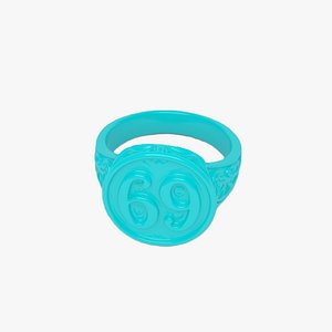 Sky Blue Plastic Ring 69 3D Model 3D