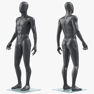 3D male dark grey mannequin model