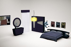 3D model bed cartoon