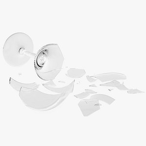 3D Broken Wine Glass model