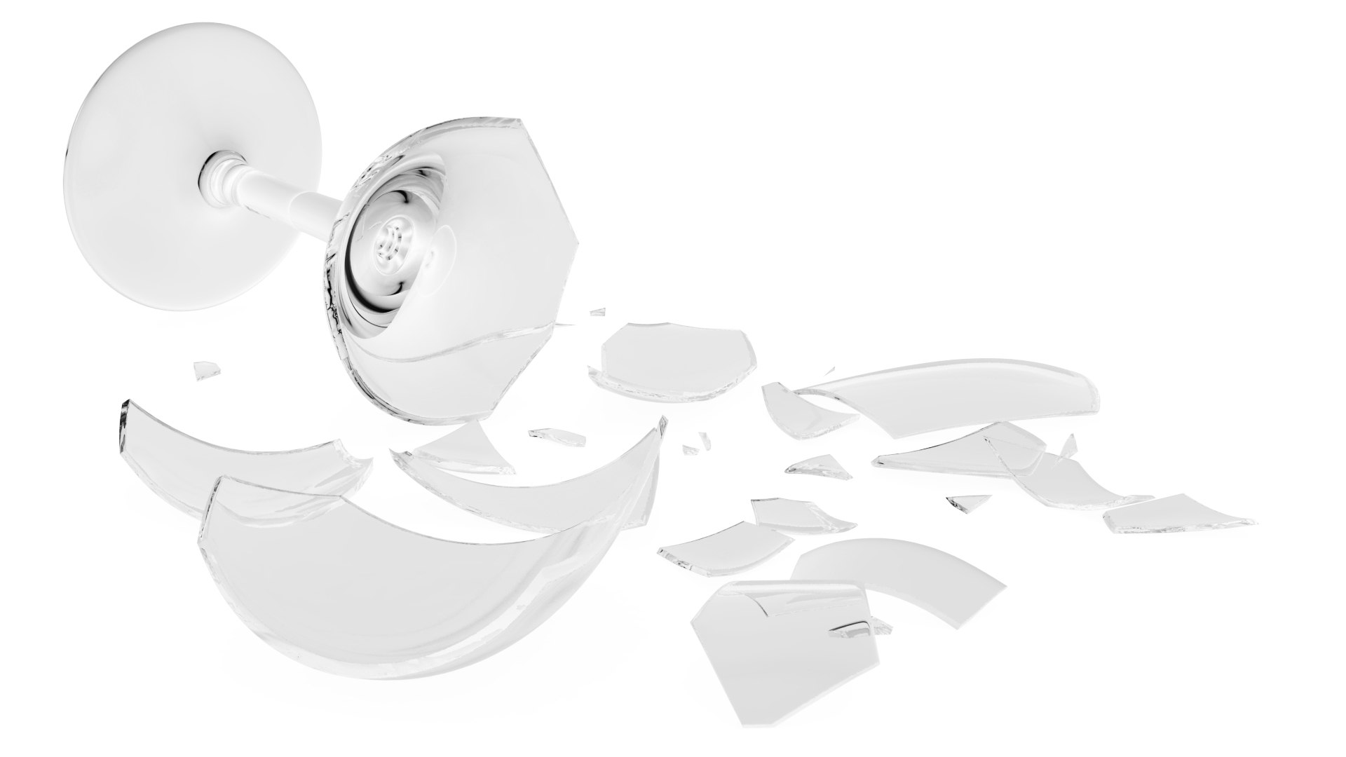 Broken Wine Glass 3D model preview