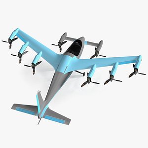 Flying Air Taxi Blue Rigged