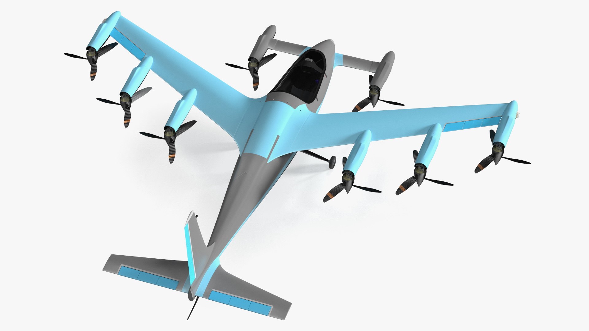 Flying Air Taxi Blue Rigged 3D model preview