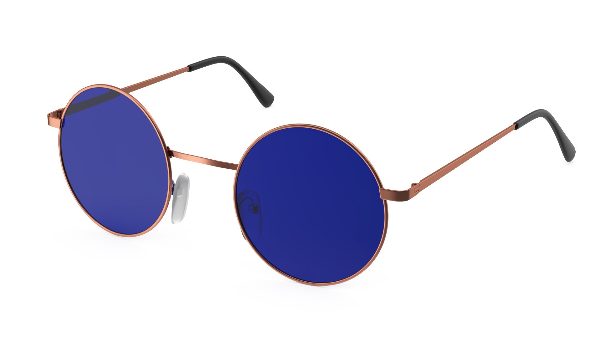 Copper Round Circle Frame With Blue Lens Glasses 3D Model - TurboSquid ...