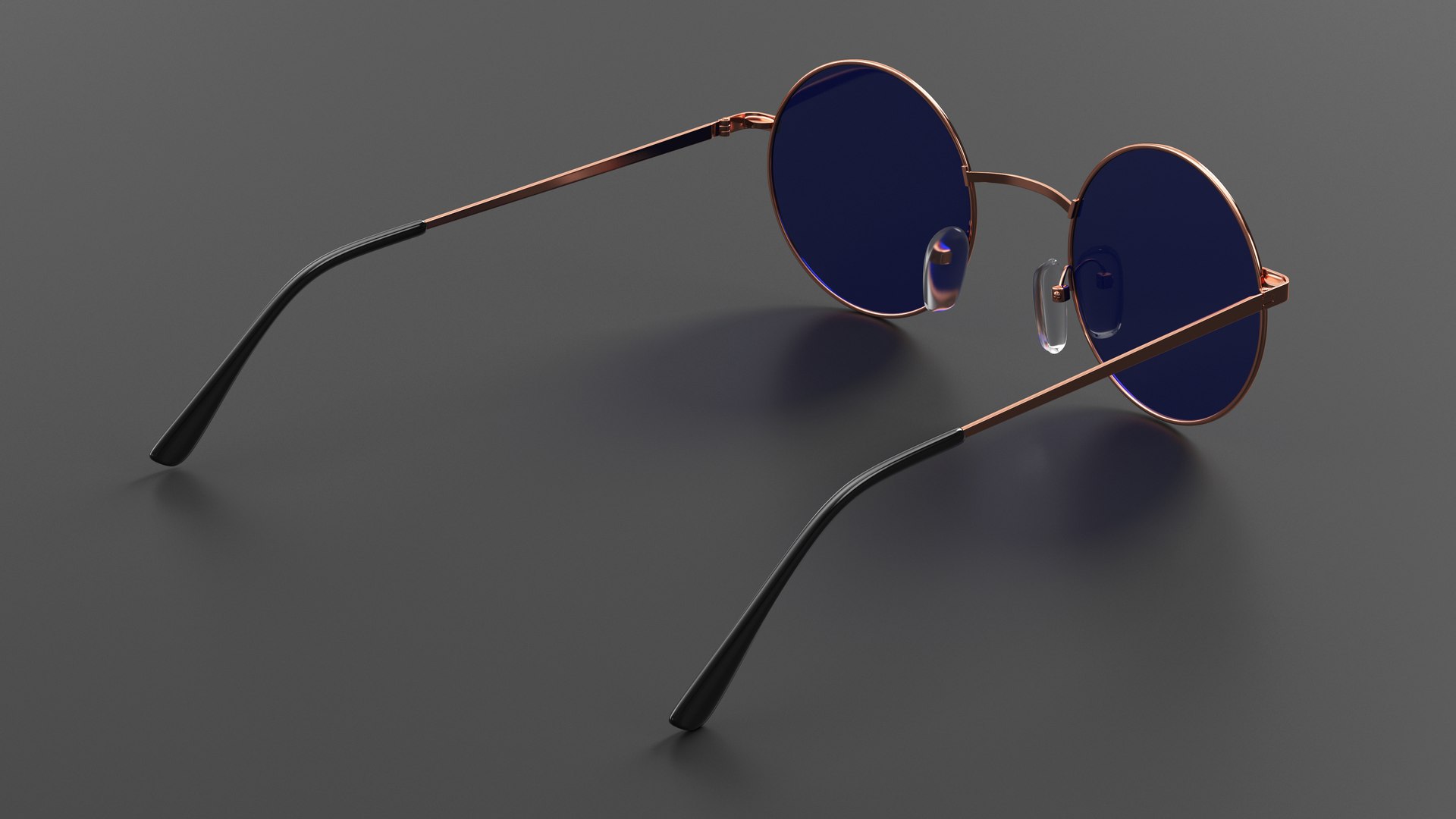 Copper Round Circle Frame With Blue Lens Glasses 3D Model - TurboSquid ...