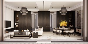 Villa Livingroom Chinese style-A10 3D