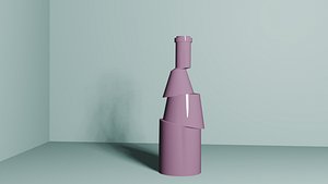 3D Deconstructed Pink Glass Bottle Model Low-poly 3D model