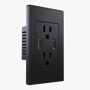 Double outlet with USB ports US 3D model