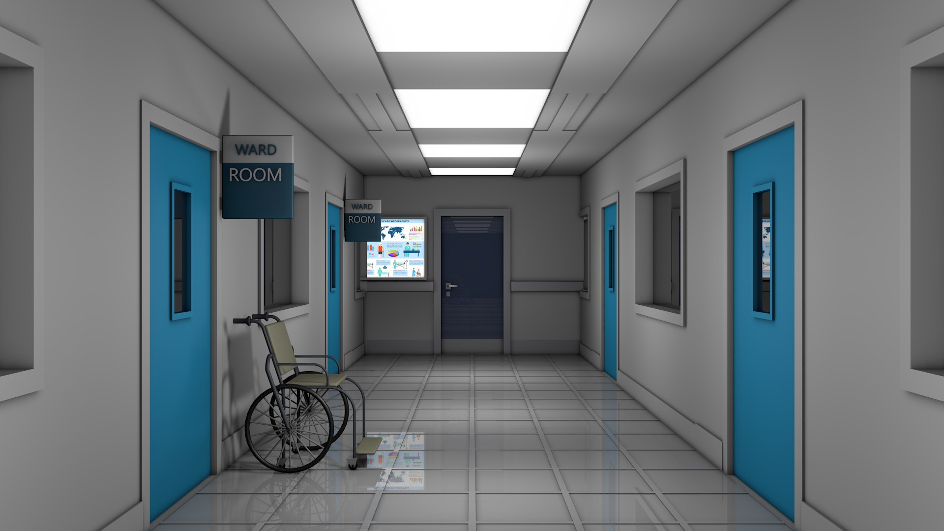 Hospital Hallway CorridorC4d 3D Model - TurboSquid 2269880