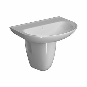 3D pedestal half wash basin