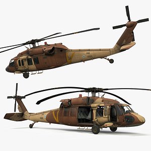 3D Sikorsky UH 60 Black Hawk Military Israel Utility Helicopter Rigged for Cinema 4D model