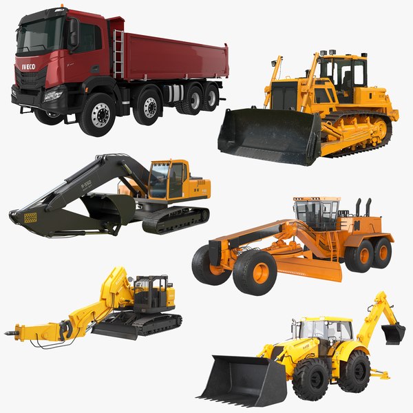 3D Construction Site Industrial Machines