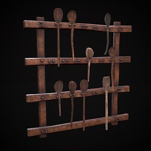 Worn Wooden Spoons Rack