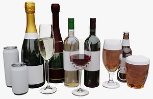 3D alcohol beverage glass