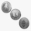 3D model Cryptocurrency Coins Silver Collection 2