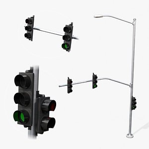 Traffic Light Pole Assembly - Multi-Signal with Street Light