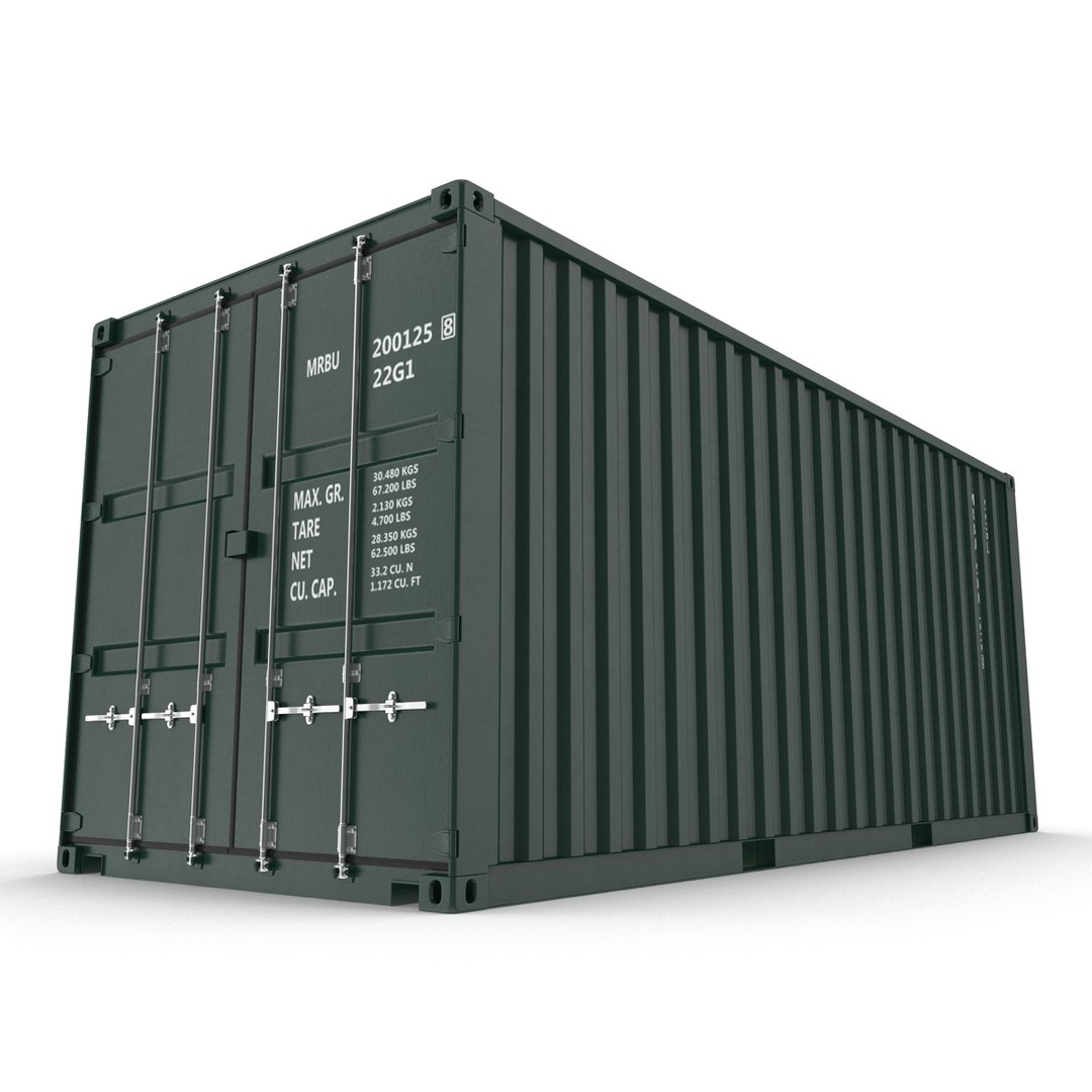 20 ft ISO Container Green 3D Model preview